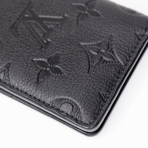 LOUIS VUITTON POCKET ORGANIZER MONOGRAM SHADOW BLACK LEATHER