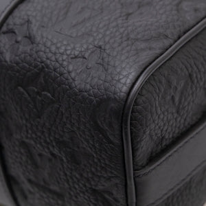 LOUIS VUITTON KEEPALL BANDOULIERE 25 MONOGRAM BLACK TAURILLON LEATHER BLACK HARDWARE (MICROCHIP)