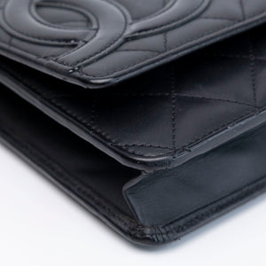 CHANEL CAMBON WALLET ON CHAIN BLACK CALFSKIN SHW