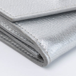 LOUIS VUITTON LOCK MINI TRIFOLD WALLET SILVER LEATHER SHW (MICROCHIP)