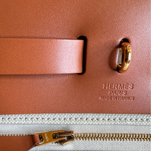 HERMES HERBAG ZIP 31 BAG CANVAS/HUNTER BENTON/FAUVE GHW STAMP B