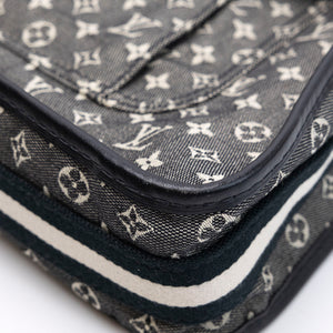 LOUIS VUITTON BESACE MARY KATE BAG BLUE MINI LIN CANVAS GHW