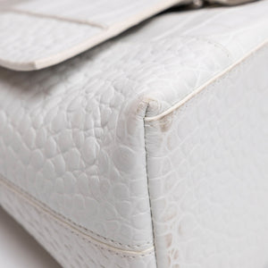 BALENCIAGA MEDIUN DOWNTOWN SHOULDER BAG EMBOSSED LEATHER WHITE SHW