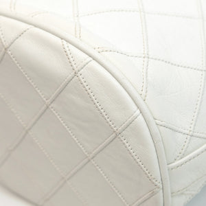 CHANEL VINTAGE MINI QUILTED CC BUCKET BAG WHITE CALFSKIN GHW