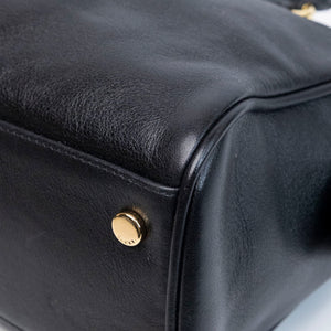 GUCCI BORSETTO MEDIUM LEATHER SHOULDER BAG BLACK GHW