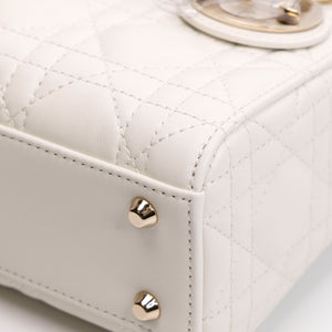 CHRISTIAN DIOR MINI LADY DIOR LAMBSKIN WHITE GHW