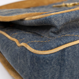 SAINT LAURENT MEDIUM NIKKI SHOULDER BAG DENIM BLUE / CINNAMON GHW