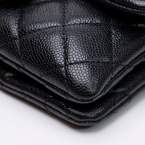 CHANEL 22S SHINY CAVIAR PICK ME UP FLAP BELT BAG BLACK CALFSKIN GHW