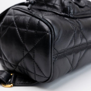 CHRISTIAN DIOR SMALL DIOR CARO BACKPACK BLACK MACROCANNAGE LAMBSKIN GHW