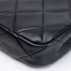 CHANEL QUILTED SUPER MINI TOTE WITH CHAIN BLACK LAMBSKIN LGHW