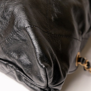 CHANEL 22 BACKPACK CALFSKIN BLACK GHW (MICROCHIP)