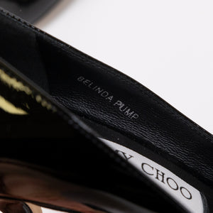JIMMY CHOO BELINDA PUMP 90 PAT BLACK PATENT LEATHER SIZE 36.5