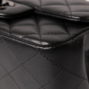 CHANEL MINI SQUARE FLAP BAG LAMBSKIN SO BLACK (MICROCHIP)