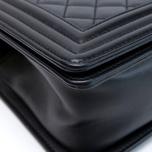 CHANEL MEDIUM LEBOY BLACK CALFSKIN LEATHER GHW