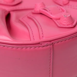BALENCIAGA LE CAGOLE XS PINK POLISHED LAMBSKIN LEATHER PINK HARDWARE