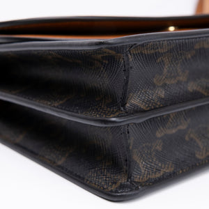 CELINE DOUBLE FLAP TRIOMPHE CANVAS WALLET ON STRAP GHW