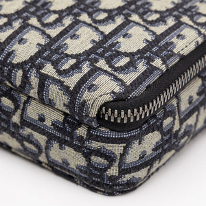 CHRISTIAN DIOR WALLET ON STRAP OBLIQUE JACQUARD CANVAS / LEATHER BLUE SHW