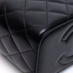 CHANEL 23P VANITY TOP HANDLE LAMBSKIN LEATHER BLACK BAG