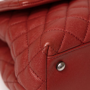 CHANEL MEDIUM COCO HANDLE FLAP BAG RED CAVIAR LEATHER SHW