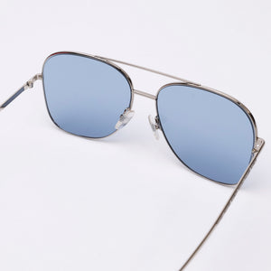 FENDI VM102BQEGE SILVER METAL FRAME BLUE LENS AVIATOR SUNGLASSES SHW