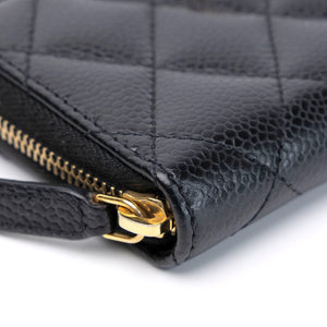 CHANEL CLASSIC ZIPPED COIN PURSE BLACK CAVIAR GHW