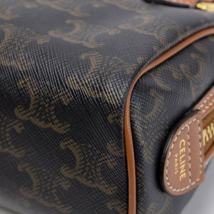 CELINE MINI BOSTON BAG TRIOMPHE CANVAS / CALFSKIN TAN GHW