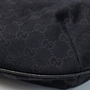GUCCI BLACK GG MONOGRAM CANVAS WEB HOBO BAG SHW