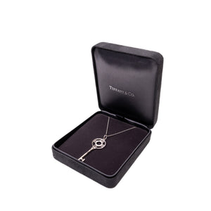 TIFFANY & CO. ATLAS KEY 18K WHITE GOLD DIAMOND PENDANT NECKLACE