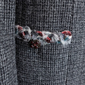 CHANEL 2010S BOUCLE-KNIT WOOL JACKET GREY SIZE 36