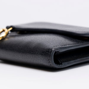 CHRISTIAN DIOR SADDLE LOTUS WALLET STONE BLACK GOATSKIN GHW