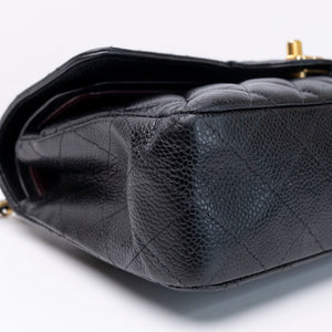 CHANEL SMALL CLASSIC DOUBLE FLAP BAG BLACK CAVIAR GHW