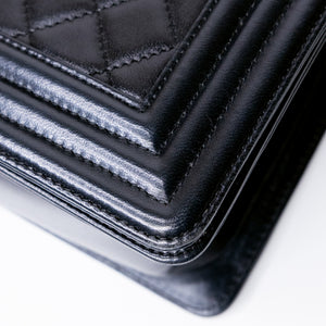 CHANEL LE BOY MEDIUM LAMB SKIN BLACK GHW