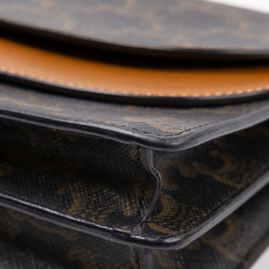 CELINE DOUBLE FLAP TRIOMPHE CANVAS WALLET ON STRAP