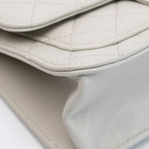 CHANEL 25B CC MINI FLAP BAG PALE SAGE GREEN CAVIAR LEATHER GHW (MICROCHIP)