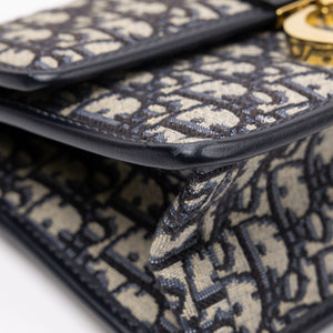 CHRISTIAN DIOR 30 MONTAIGNE CHAIN BAG OBLIQUE JACQUARD BLUE GHW