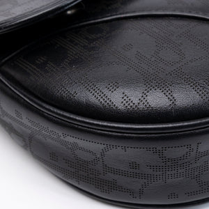 CHRISTIAN DIOR OBLIQUE GALAXY MENS SADDLE BAG BLACK CALFSKIN SHW