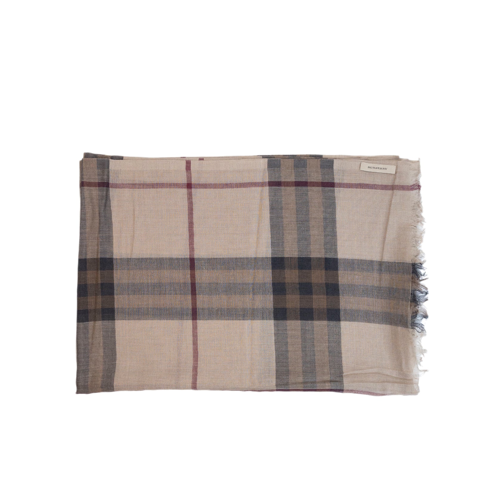 BURBERRY BEIGE VINTAGE WOOL & SILK SCARF