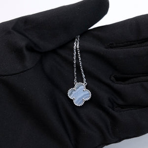 VAN CLEEF & ARPELS VINTAGE ALHAMBRA PENDANT 18K WHITE GOLD, CHALCEDONY
